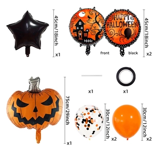 Cartoon Halloween balloon kit with pumpkin house and star shaped foil decorations