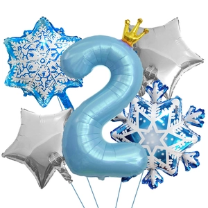 Folienballon-Set mit blauer Schneeflocke und Zahl 2 für Kindergeburtstag Dekoration