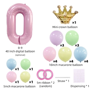 Geburtstagsballon-Set mit 40-Zoll pinker Zahl und Macaron-Latexballons Dekor