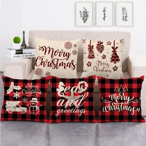 Federa in Lino a Quadri Buffalo di Buon Natale Federa Decorativa per Divano Letto Decorazioni per la Casa di Natale