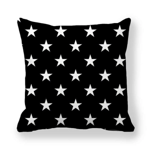 Peach skin throw pillow cover with white star pattern on black background
