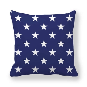 Detail of blue peach skin pillowcase featuring white star pattern in American style