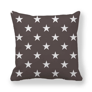 Square star print peach skin pillowcase in dark coffee brown with white star pattern