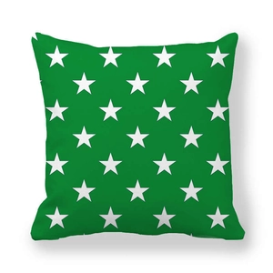 Detailed texture of green peach skin fabric pillowcase with white star pattern