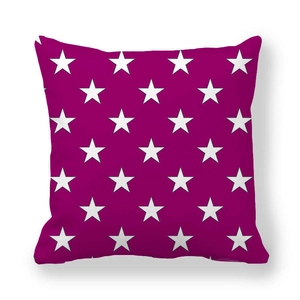 Magenta peach skin pillowcase with white star print pattern on plain white background