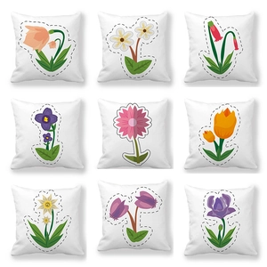 Funda de Almohada Decorativa con Estampado Botánico Floral Moderno Poliéster Piel de Melocotón Funda de Cojín Cuadrada Hogar