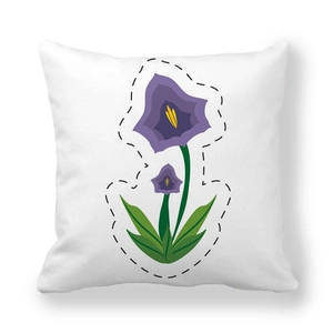 Funda de cojín cuadrada de piel de melocotón con estampado floral morado en blanco