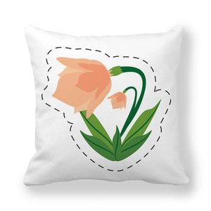 Funda de cojín blanca de piel de melocotón con estampado floral y círculo punteado