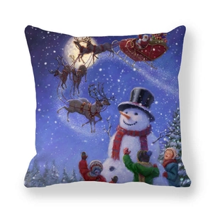 Weihnachtsmann Schlitten und Schneemann Pfirsichhaut Kissenbezug für die Feiertagsdekoration