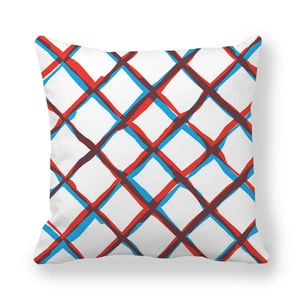 Housse de coussin carrée minimaliste avec motif à carreaux dessiné à la main