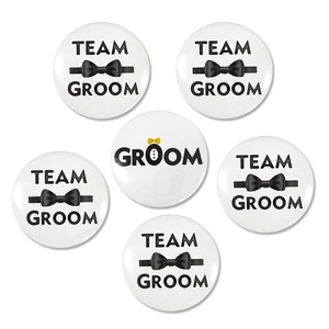 Set di 6 spille bianche e nere per lo sposo e il suo team per foto di matrimonio