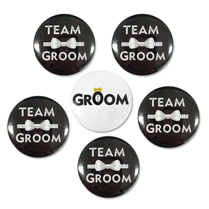 Set di 6 spille da sposo e Team Groom per addio al celibato con papillon centrale