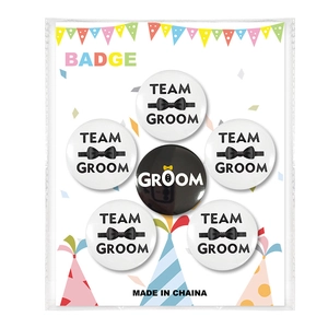 Set di 6 spille per addio al celibato con disegni Groom e Team Groom per matrimonio
