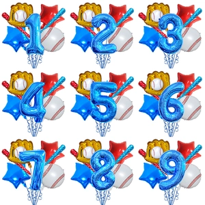 Baseball Theme Birthday Party Foil Balloons Aluminum Film Sports Shape Numeral Anniversary Celebration Decor Photo Props