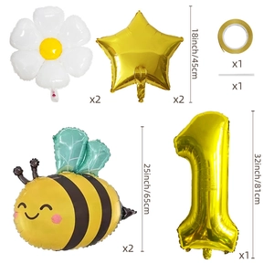 Kit de ballons en aluminium abeille et marguerite pour décoration de premier anniversaire