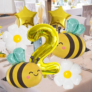 Kit de ballons abeille et marguerite pour décoration de fête de 2ème anniversaire