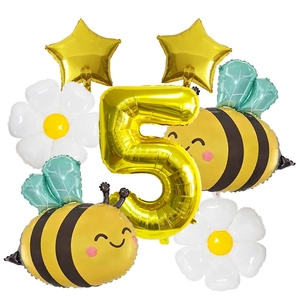 Kit de ballons en aluminium abeille et marguerite pour décoration de 5ème anniversaire