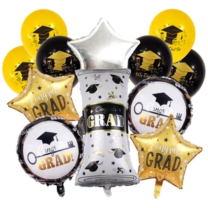 Graduation party balloon set with gold star foil balloons and we did it latex balloons