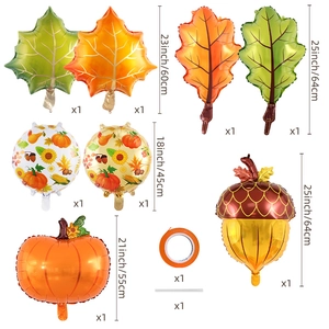Harvest Thanksgiving balloon set with pumpkin maple leaf pine cone and sunflower designs