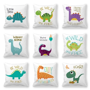 Cartoon Dinosaurier Alphabet Muster Dekorativer Kopfkissenbezug Für Kinderzimmer Polyester Pfirsichhaut Kissenhülle Wohnkultur