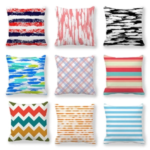 Lot de 9 housses de coussin en peau de pêche style britannique aux motifs géométriques
