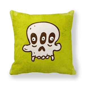 Grüner Kissenbezug mit Cartoon-Totenkopf aus weichem Pfirsichhaut-Gewebe