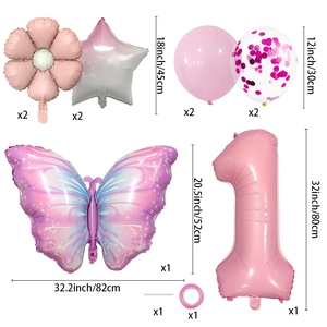 Jungle butterfly balloon set with a 32-inch number 1 for birthday party decoration