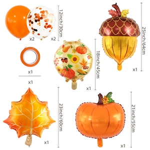 Specifiche dettagliate del set di palloncini del Ringraziamento con foglie e zucche
