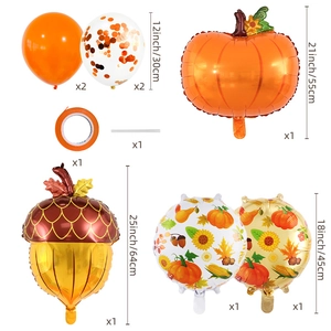 Dimensioni del set palloncini raccolto con zucca, ghianda e foglie di acero decorativi