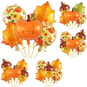 Giorno del Ringraziamento Autunno Raccolto Palloncino Zucca Foglia di Acero Ghianda Palloncini per Decorazione Festa