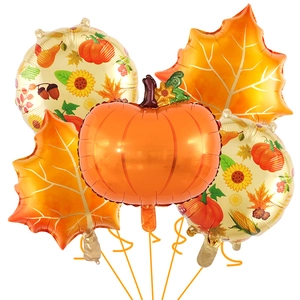 Set 5 palloncini per il Ringraziamento con zucca, foglie di acero e motivi autunnali