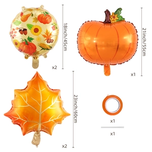 Set di palloncini per il Ringraziamento con foglie d'acero e zucca per decorazioni autunnali