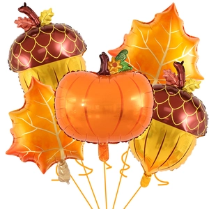Set di palloncini del Ringraziamento con zucca, foglia di acero e ghianda in alluminio