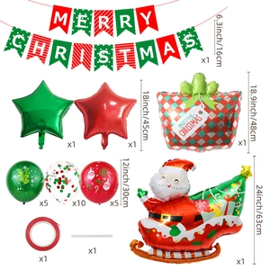 Christmas decoration set with Santa Claus foil balloon, banner, and colorful latex balloons