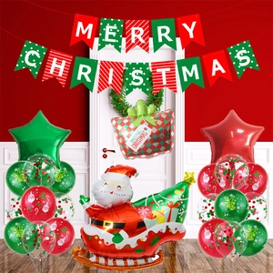 Christmas party decoration set with Santa balloons, banners and festive latex balloons