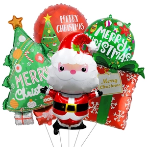 Ballons De Noël En Aluminium Père Noël Sapin De Noël Boîte Cadeau Pour Décoration De Fête Fournitures Festives