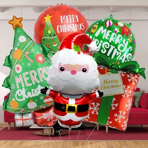 Kit de ballons de Noël avec Père Noël, sapin et boîte cadeau en film aluminium