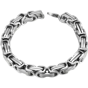 Men's vintage silver Byzantine titanium steel chain bracelet with lobster clasp