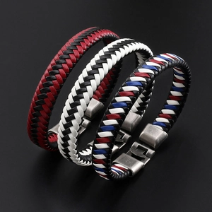 Braided Leather Bracelet With Zinc Alloy Magnetic Clasp Unisex Fashion Casual Punk Style Handwoven Jewelry