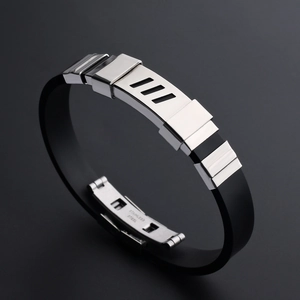 Bracelet Homme Acier Inoxydable Et Bracelet Silicone Ajouré Minimaliste Sportif Style Industriel Accessoire Unisexe