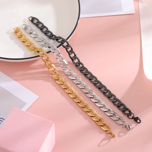 Cuban Link Bracelet Stainless Steel Textured Diamond Cut Hip Hop Punk Minimalist Jewelry For Men Women