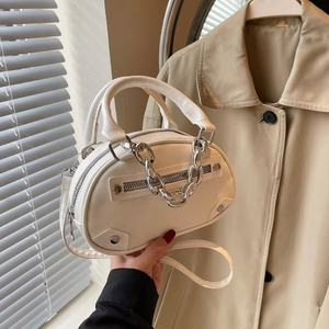 Sac à Épaule en Denim Cuir PU pour Femmes Avec Chaîne Argentée Rivets Vintage Sac sous le Bras Petit Sac Bandoulière pour Mode Quotidienne