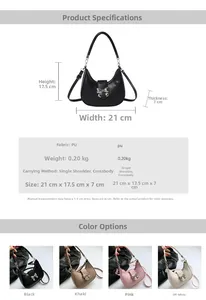 Spécifications de taille et variantes de couleurs pour le sac à main en cuir PU