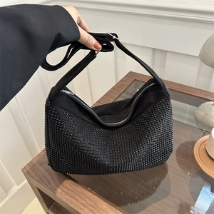 Damen Mode Strass Schultertasche Glitzer PU Leder Tote Handtasche Glänzende Glitzernde Hobo Tasche Für Party Casual Täglich