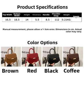 Size chart for PU leather saddle bag with dimensions, weight and color options