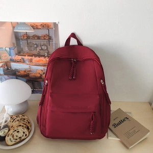 Women's Casual Nylon Backpack Simple Design With Braided Zipper Large Capacity Lightweight Daily Travel School Bookbag