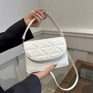 Women PU Leather Shoulder Bag Geometric Triangular Quilted Crossbody Small Square Bag With Adjustable Strap Commuting