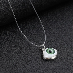 Realistic Evil Eye Pendant Necklace For Women Invisible Fishing Line Chain Zinc Alloy Glass Eyeball Clavicle Necklace
