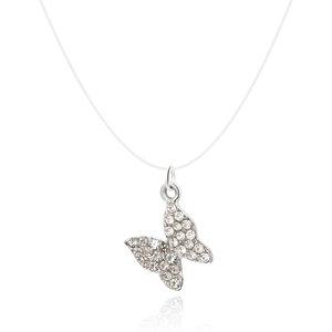 Schitterende vlinder hanger ketting met onzichtbare transparante vislijn ketting
