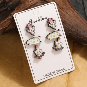 Lot de boucles d'oreilles Halloween en bois avec motifs de fantômes vintage colorés
